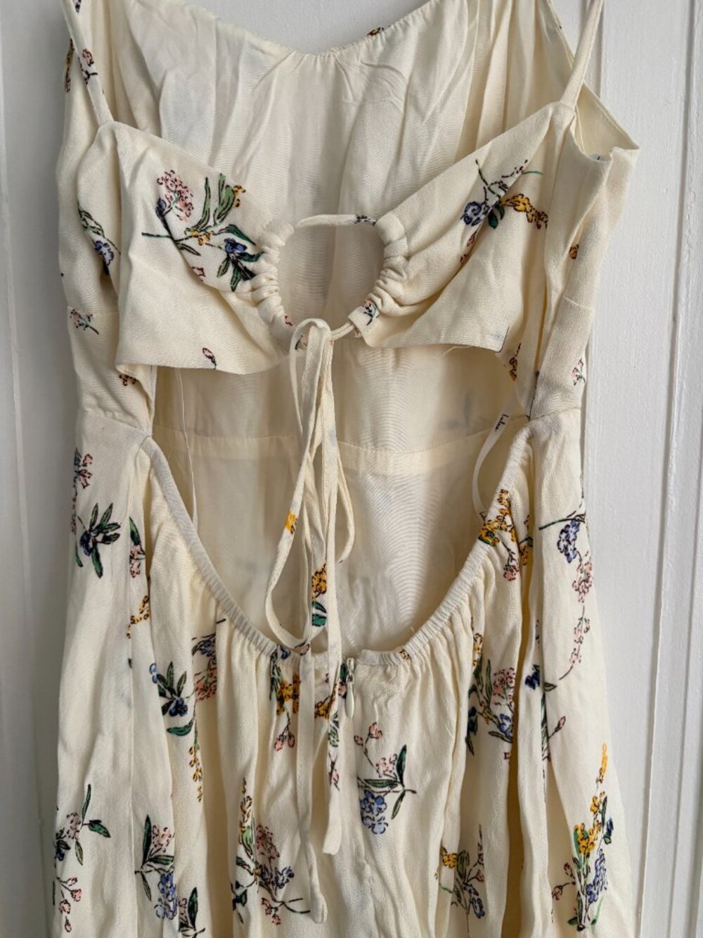 Lulus Spring For You Cream Floral Print Tie-strap Mini Dress White - Size M - Picture 4 of 7